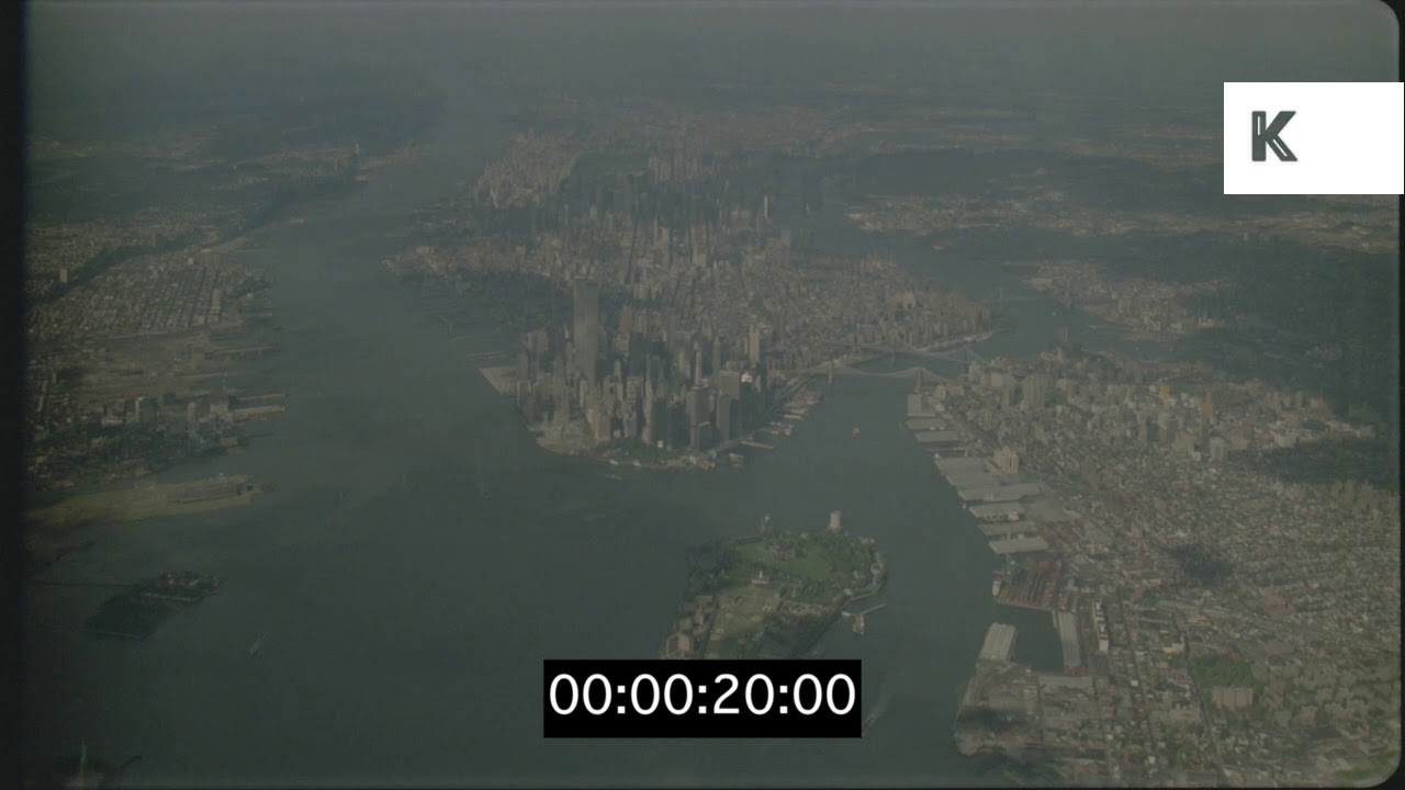 1980s New York Aerial, Manhattan Island, HD from 35mm