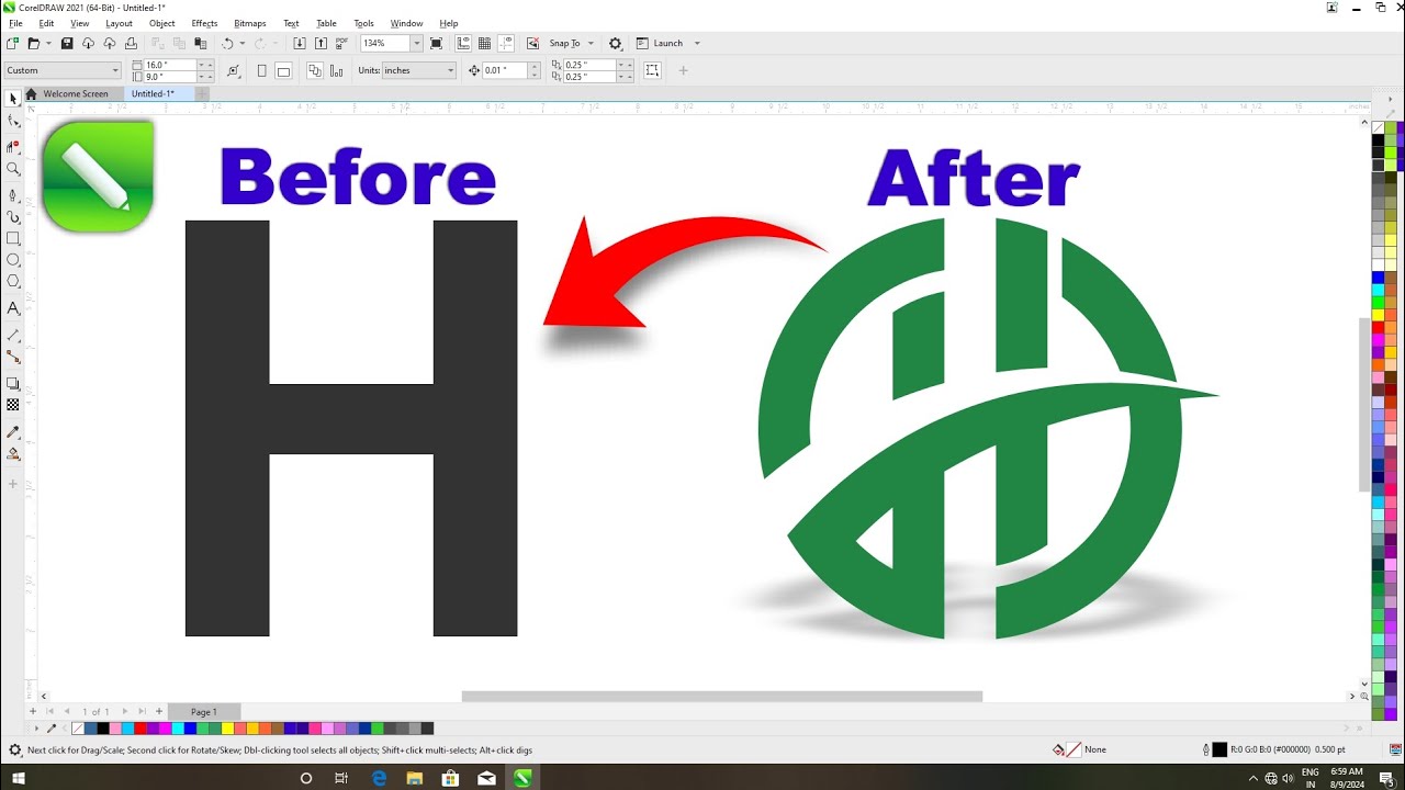 How To Create Letter H Logo Design || Best Logo Design ideas in Coreldraw