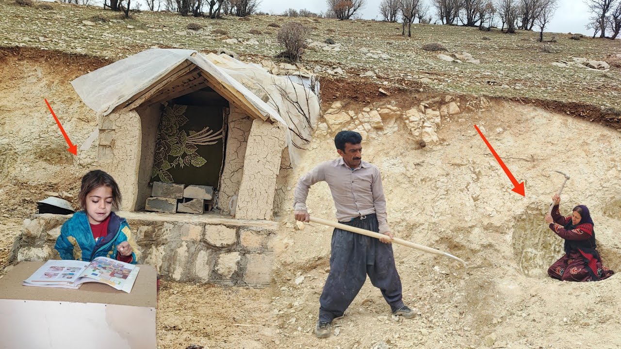 Nomadic family designs underground shelter in critical war conditions. 😲