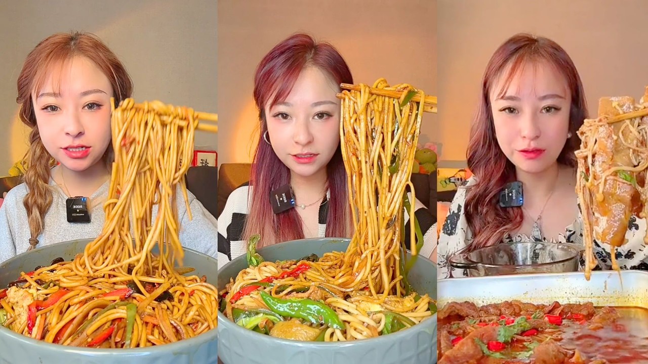 Spicy Soy Noodles, Chili Pepper Noodles & Braised Pork Noodle Mukbang