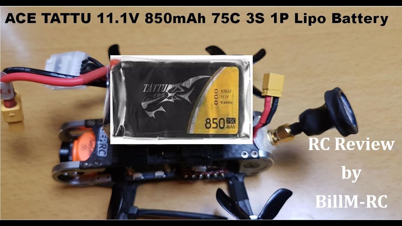 ACE TATTU 11.1V 850mAh 75C 3S 1P Lipo Battery review & test