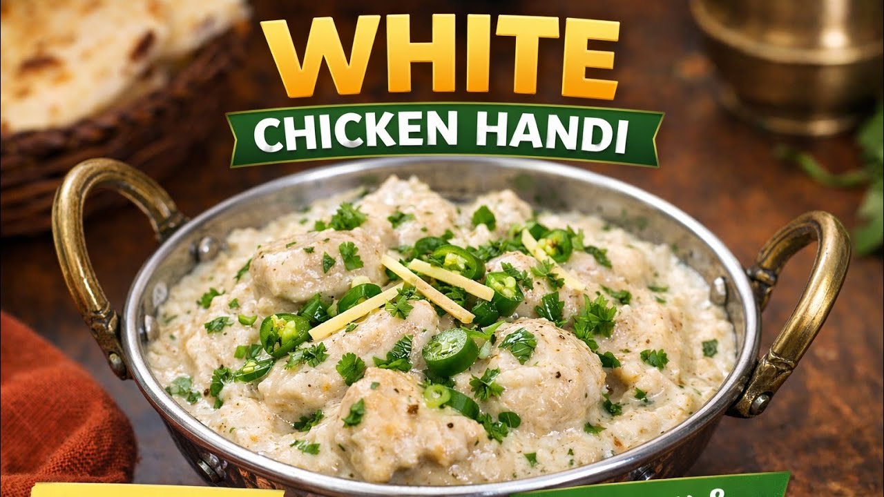 Creamy White Chicken Handi Recipe | Easy Ramadan Special White Chicken Karahi