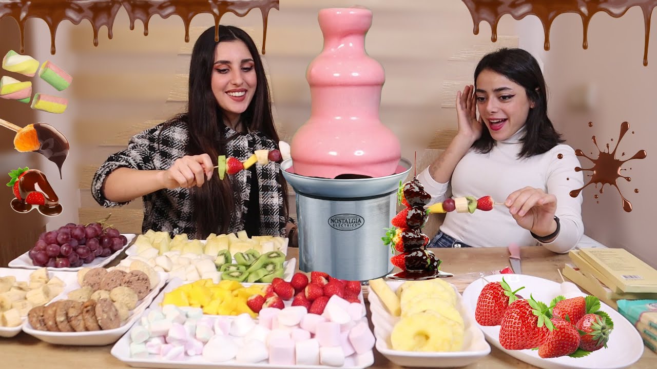 حفلة فواكه ومارشميللو 🤤 مع شلال الشوكولاه
