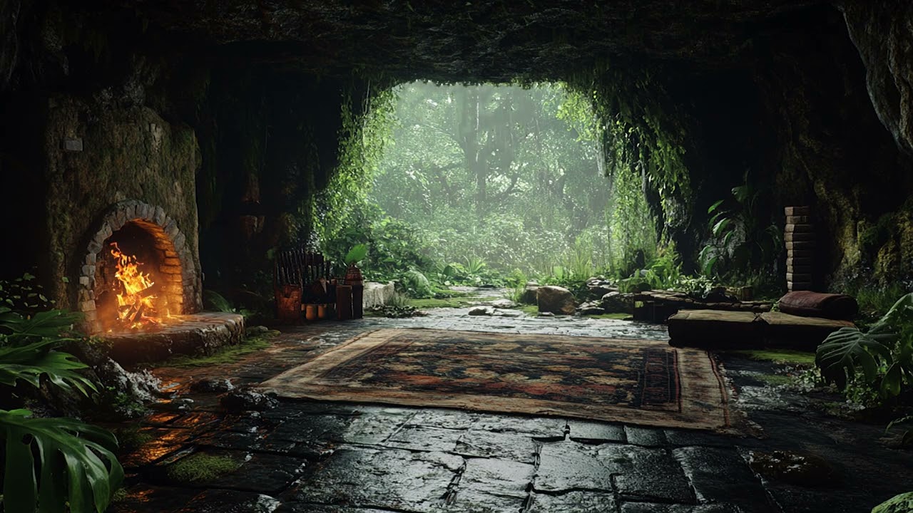 A Safe Place in the Rain | Soft Cave Rain Sounds for Relaxation and Deep Sleep