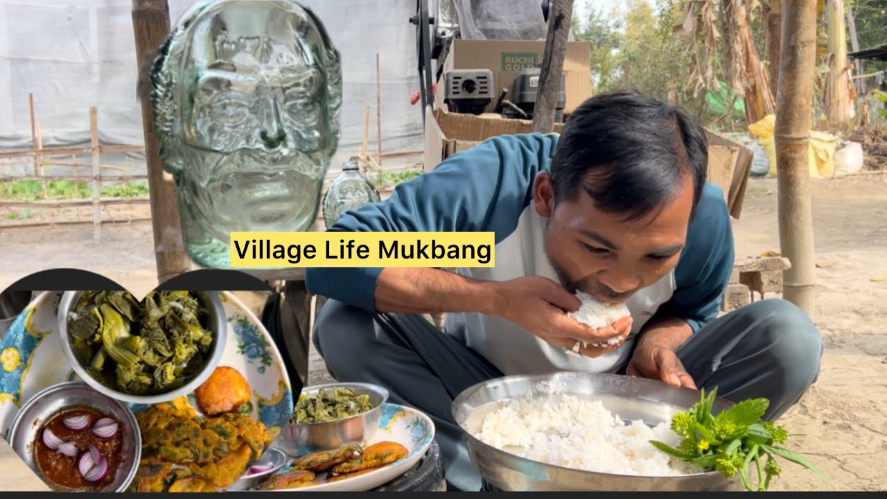 Village Life Mukbang 🌾🫛🥦🥬🥕🥬