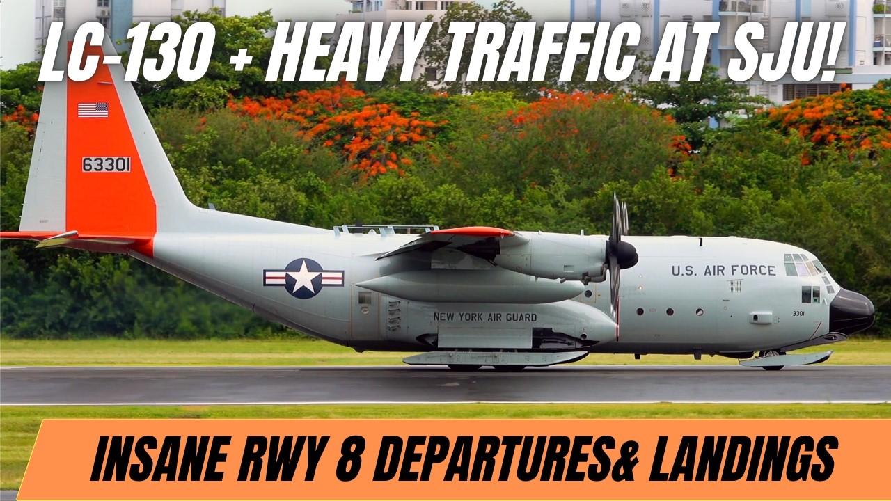 VERY RARE VISITOR! LC-130 Hercules at San Juan Airport | Heavy Jets & Military 4K Spotting