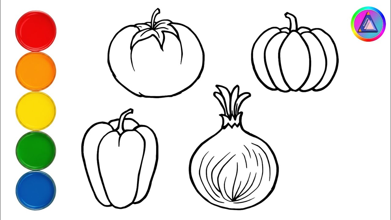 🍅🎃🫑🧅 Рисуем и Раскрашиваем Овощи для Детей | Easy Drawing #071