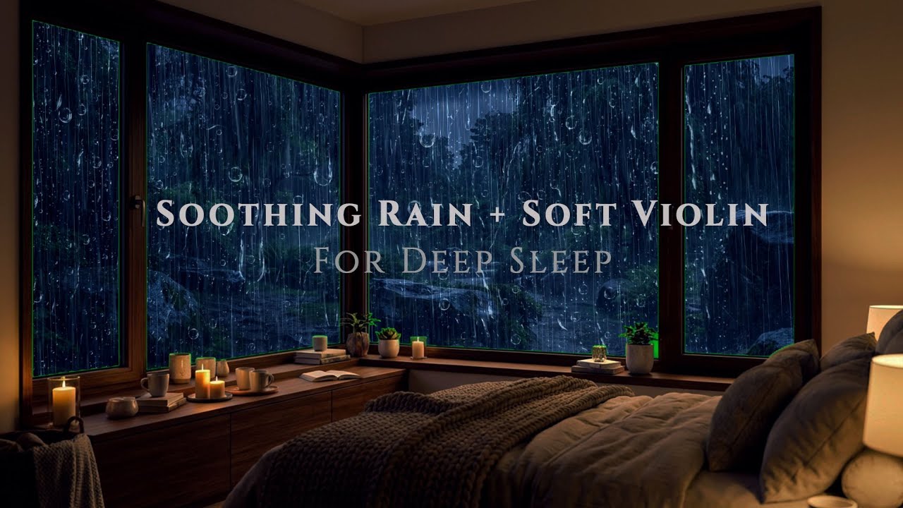 Very Gentle Rain Sounds with Beautiful Violin 🎻🌧️ Perfect Music to Drift into Sleep