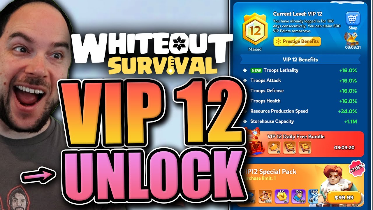 VIP 12 Unlock [prestige benefits explained - how to get meteor cosmetic] Whiteout Survival
