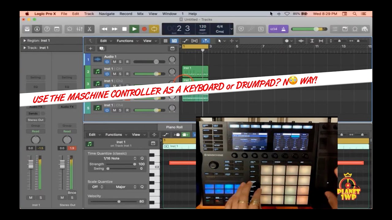 Use the Maschine controller as a keyboard or drumpad in Logic Pro X.