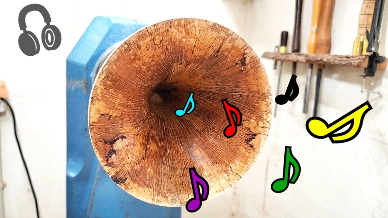 Woodturning log to speaker 【職人技】丸太からスマホ用のスピーカーを作る