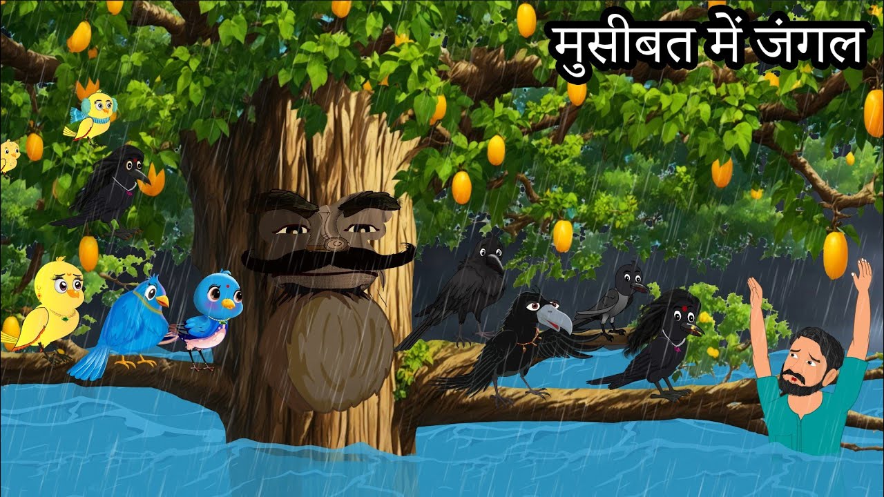 मुसीबत में जंगल  | barish ki kahani | Hindi | tuni chidiya kauwa