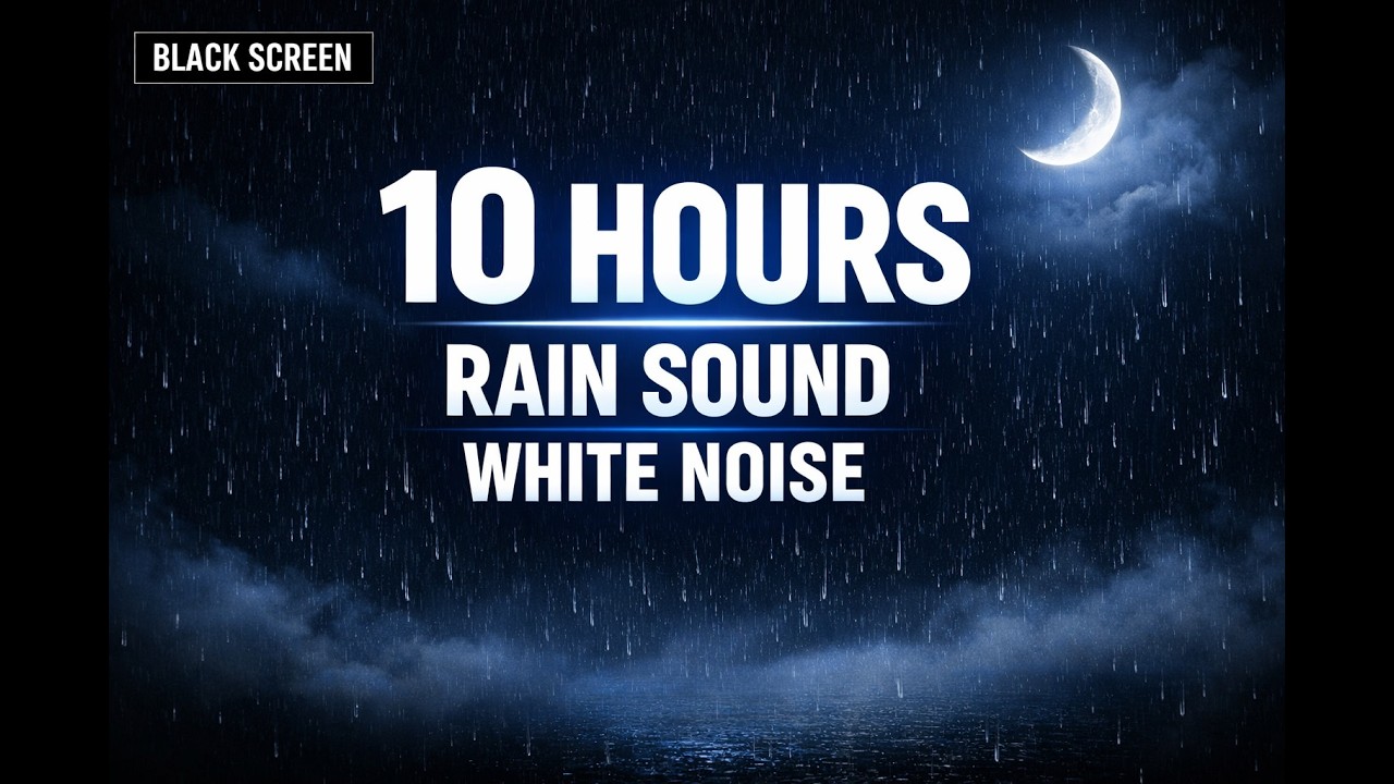🌧️ Fall asleep fast with 10 hours of rain sound and white noise on black screen. | DarkScreen Studio