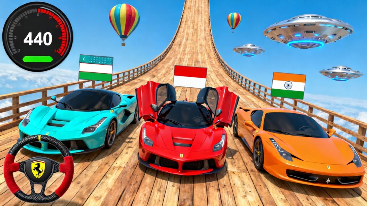 🔥😱 IMPOSSIBLE SUPERCAR SHOWDOWN! 🇺🇿 vs 🇮🇩 vs 🇮🇳 LaFerrari  Mega Ramp Battle | GT Car Stunt Master #2
