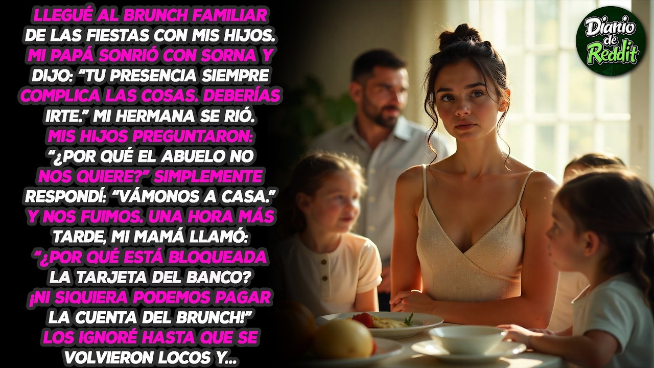 Llegué al brunch familiar con mis hijos. Mi padre sonrió con sorna y dijo: 
