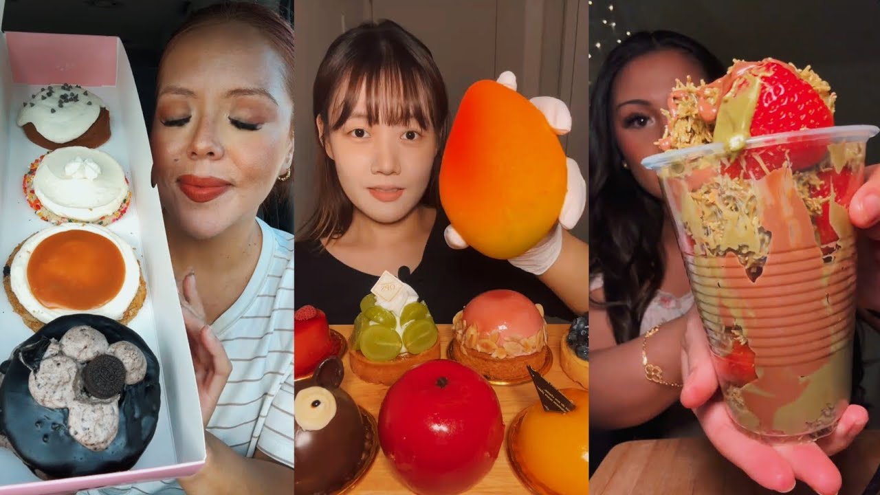 TIKTOK Mukbang Compilation|| Dubai Chocolate, Brownies, Vanilla Cake, Pastries & More