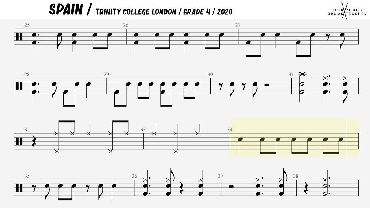 Spain - Trinity Drums 2020 Grade 4