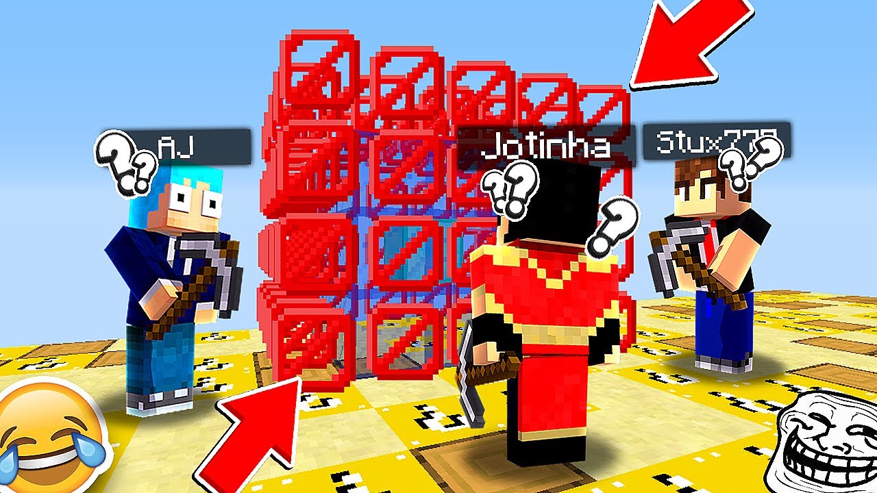 CUBÃO TROLL DE LUCKY BLOCK COM BLOCO INVISÍVEL!