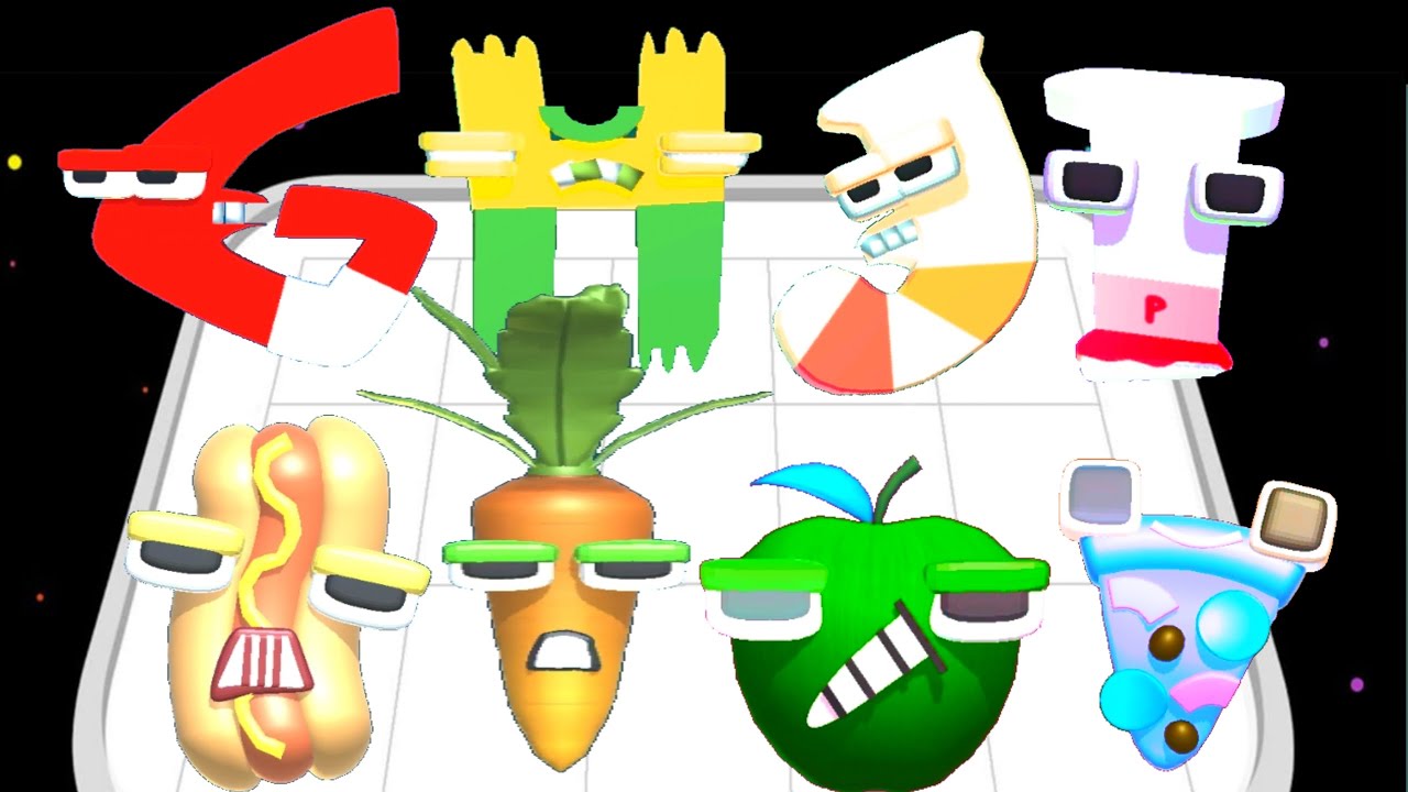 Merge Alphabet - Food Battle, ABCDEFGHIJKLMNOPQRSTUVWXYZ, Merge Battle