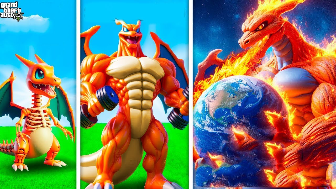 GTA 5 - Pokemon Rồng Lửa Chirazard tập tạ không ngừng nghỉ đạt trạng thái khổng lồ hành tinh | GHTG