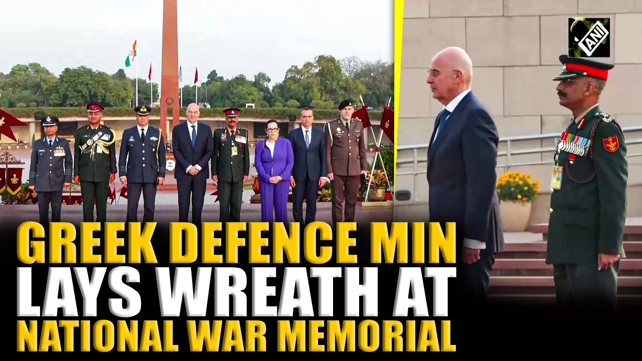 Greek Defence Min Nikolaos Georgios lay wreath at National War Memorial