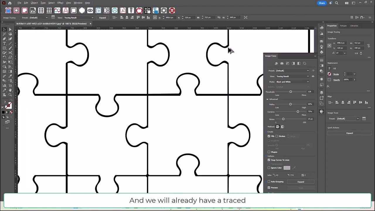 SM - Vectorizar Rompecabeza Illustrator / Vectorize Puzzle Single Path