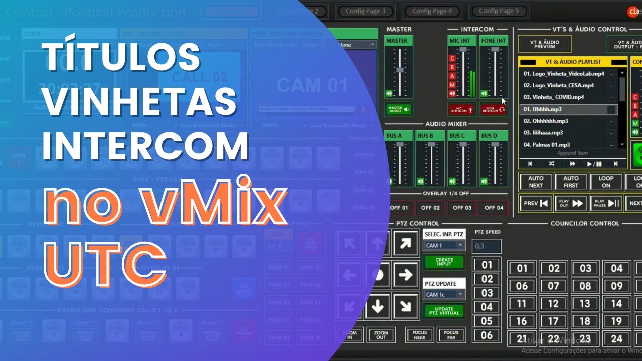 TÍTULOS, VINHETAS E INTERCOM NO VMIX UTC