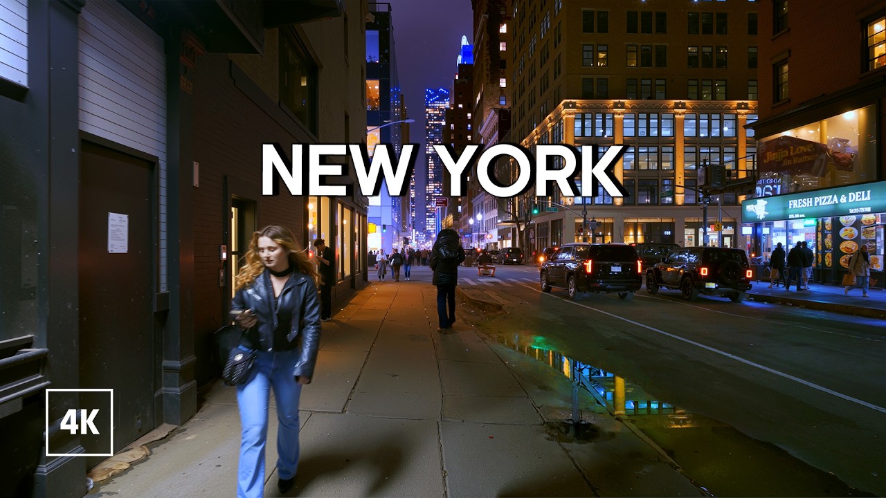 New York City Night Walk 🌃 Evening stroll in Midtown Manhattan
