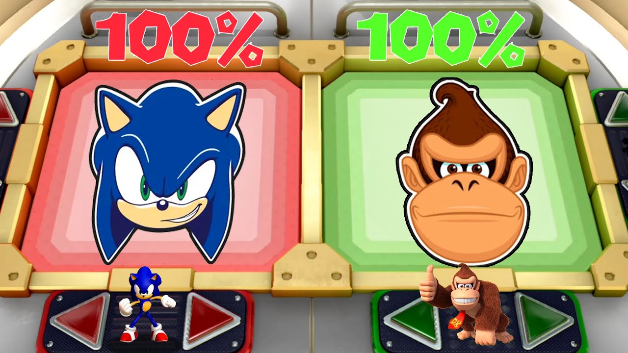 Super Mario Party Minigames - Sonic Vs Tails Vs Donkey Kong Vs Diddy Kong (Master CPU)