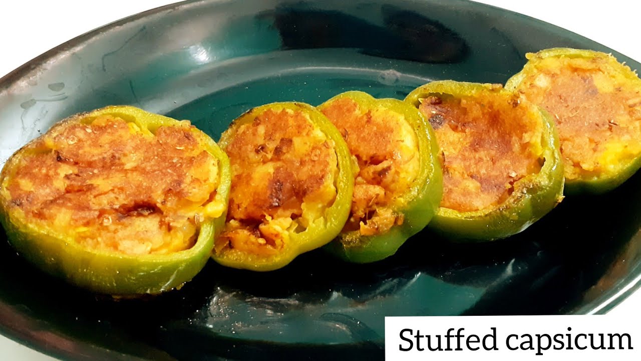 Stuffed capsicum | potato stuffed capsicum | bharwa capsicum