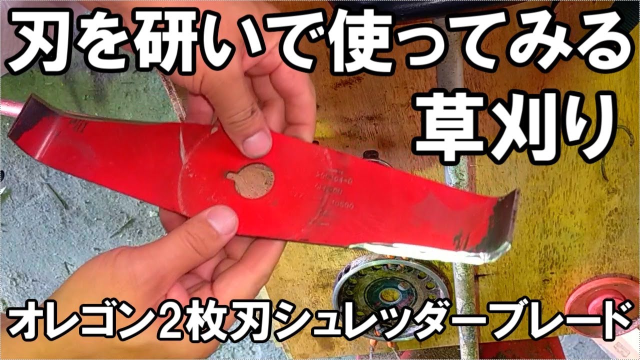 オレゴンシュレッダーブレード二枚刃　刃を研いで使ってみる　地区の草刈り