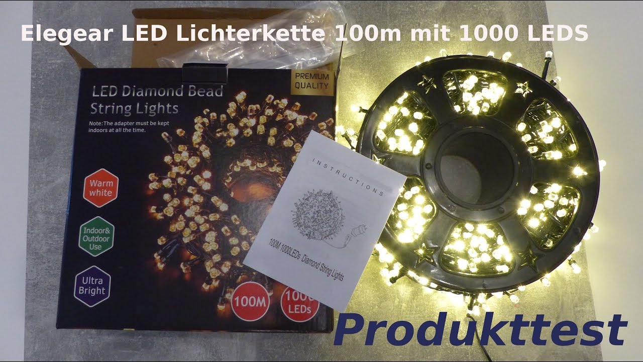 Elegear LED Lichterkette Innen / Außen 100 LED´s 100 Meter | Produkttest