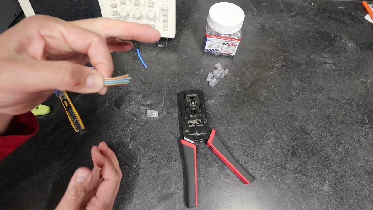Prepping and terminating Cat6 Platinum Tools EZ RJ45.  I show you THE METHOD!