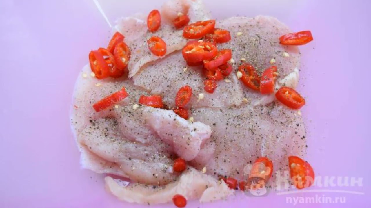 Spicy steamed chicken breast with red chili pepper