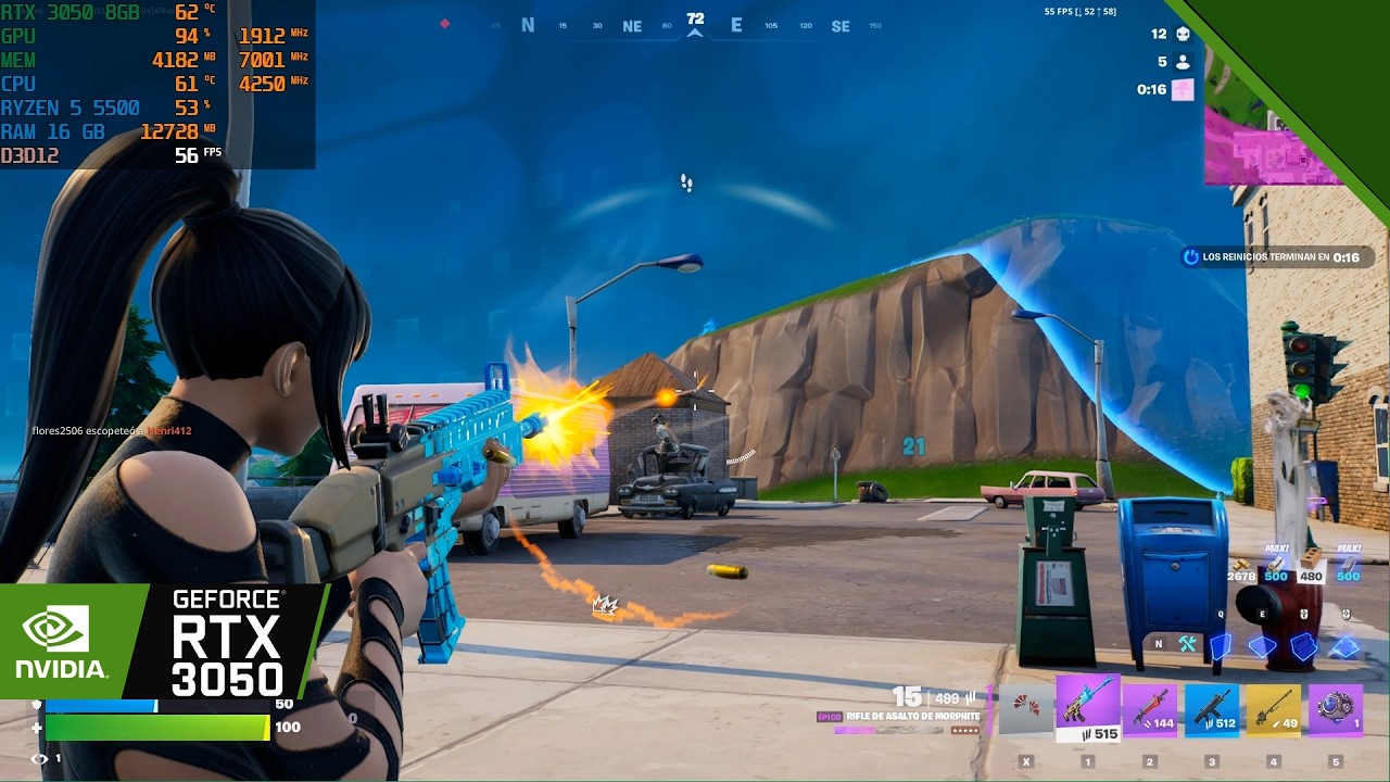 FORTNITE con RTX 3050 + Ryzen 5 5500 🔥Prueba de Rendimiento