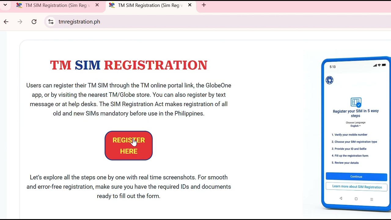 TM SIM Registration 2026 All Steps
