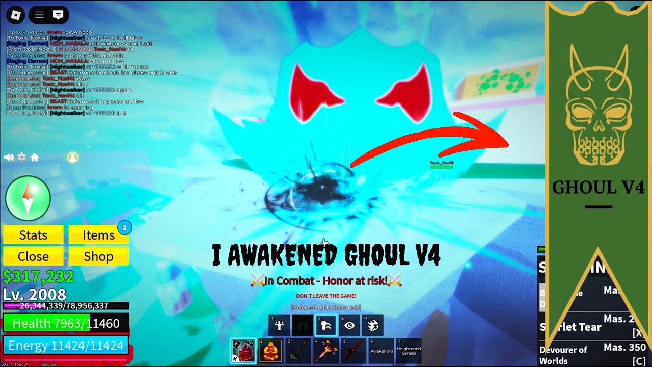 I awakened GHOUL V4 easily in #roblox #bloxfruits #bloxfurit