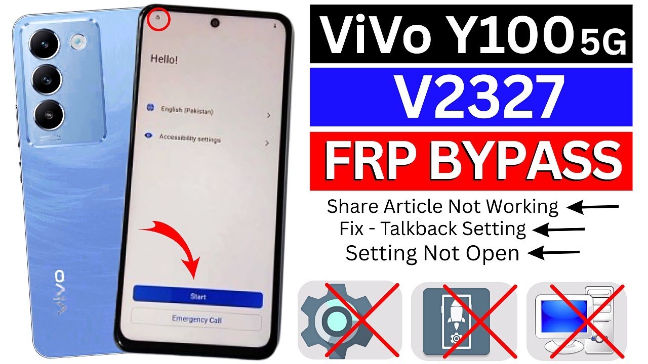 Vivo Y100 5G (V2327) FRP Bypass Android 14 Without PC | Setting Not Open | Google Account Bypass