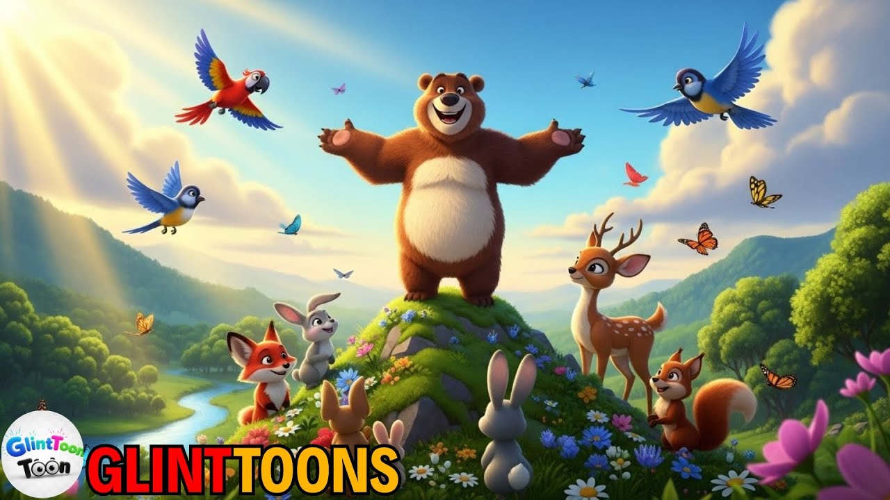 The Bear Went Over the Mountain 🐻🏔️ | Kids Song & Nursery Rhyme | Animals Adventure | GlintToons