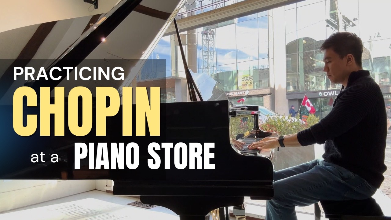 Amateur Pianist Practicing Chopin at a Piano Store in Toronto