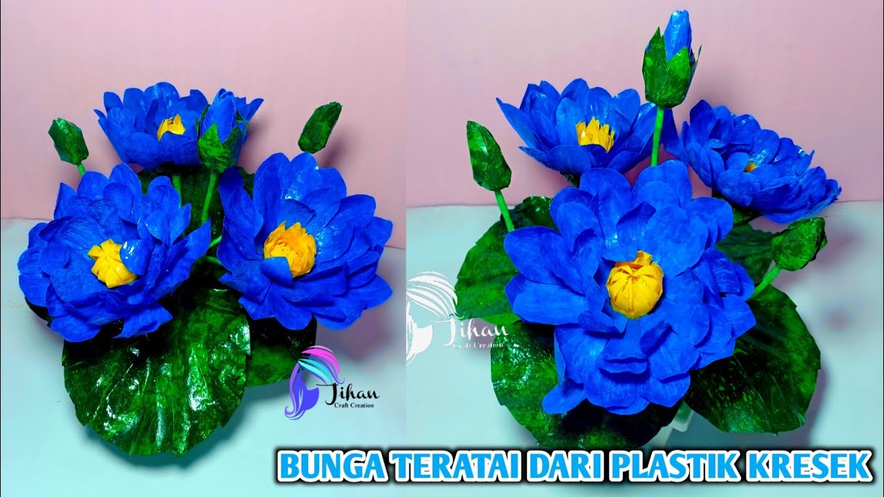 Cara membuat Bunga Teratai dari Plastik Kresek | Plastic Shopping Bag Craft Ideas