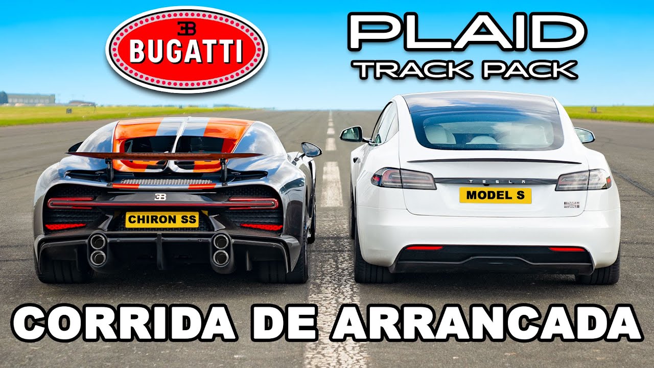 Bugatti Chiron Super Sport vs Tesla Model S Plaid Track Pack: CORRIDA DE ARRANCADA