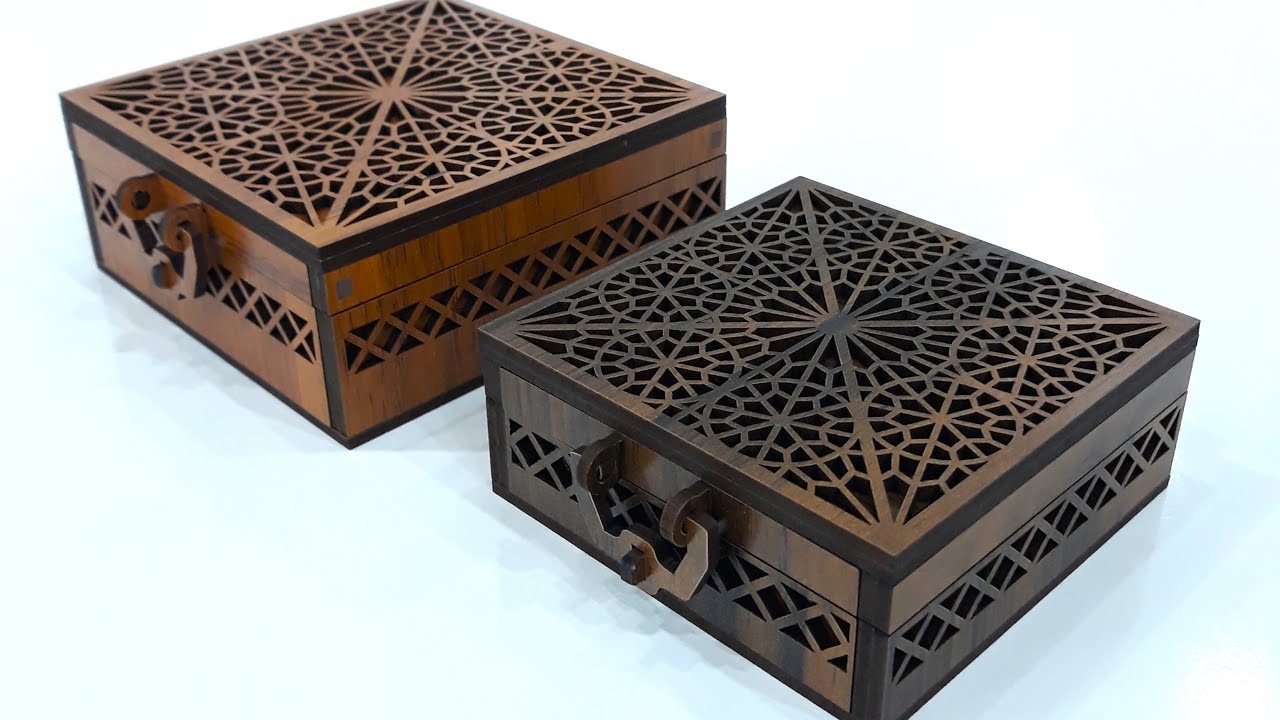 Laser Cutting & Assembly of Elegant Wooden Jewelry Boxes | Geometric Pattern Design