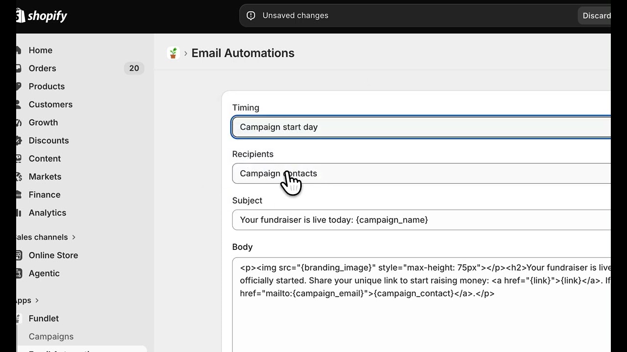 Automate your fundraiser emails with Fundlet for Shopify!