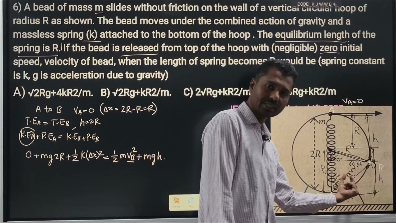 A bead of mass m slides without friction on the wall of a vertical circular hoop of radius R as show