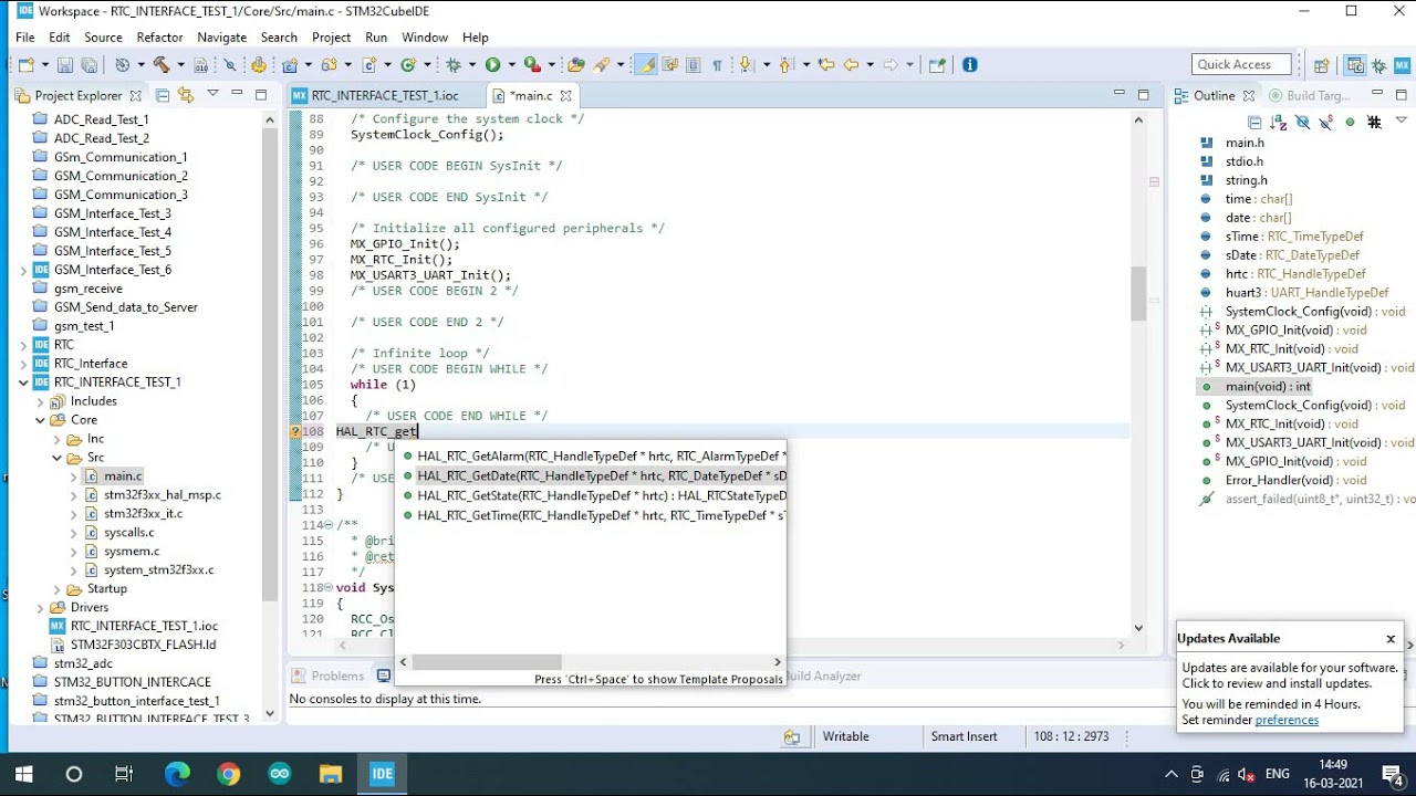 STM32 Realtime Clock Example