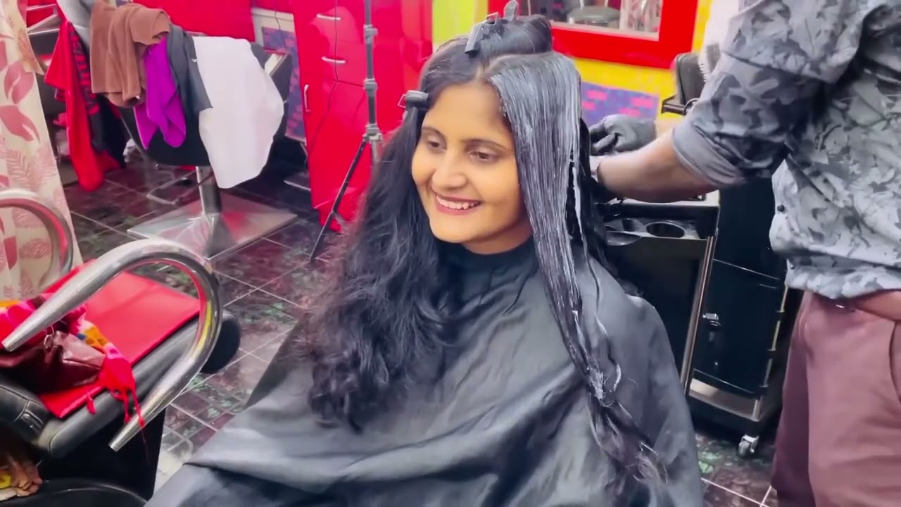 Loreal hair smoothening on Heena coated hair / smoothing treatment permanently in Hindi step by step