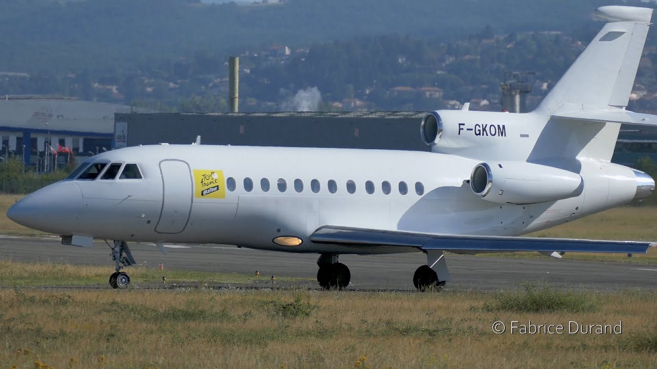 Dassault Falcon 900B landing and take-off at St Etienne-Loire Airport [EBU/LFMH]