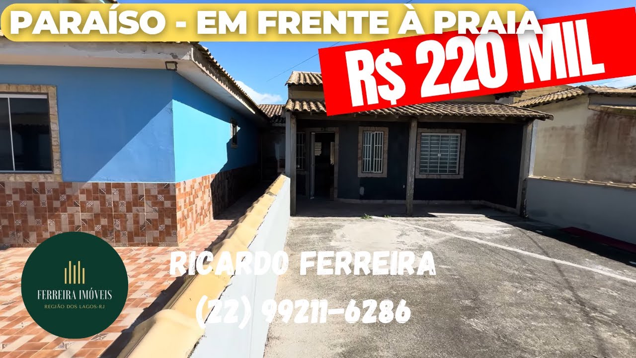 Casa pé na areia no Verão Vermelho com suíte frente mar na praia do Coral R$ 220 mil