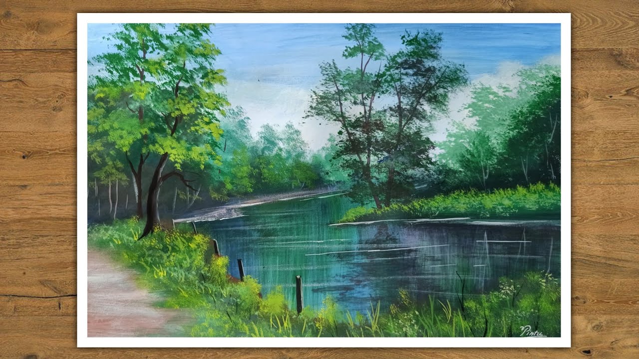 Landscape painting with Poster Colour | Time lapse